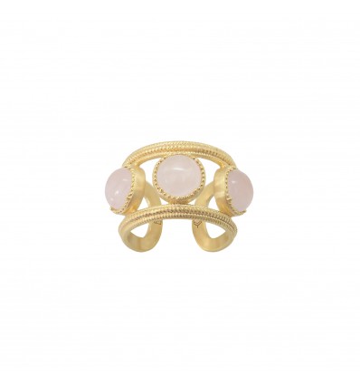 bague aphrodite quartz rose plaqué or ajustable