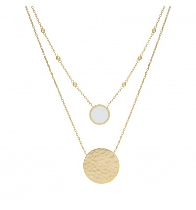 collier eole double plaqué or email blanc 