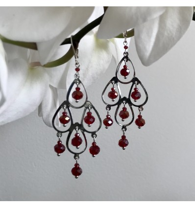 Boucles d'oreilles rouge cerise