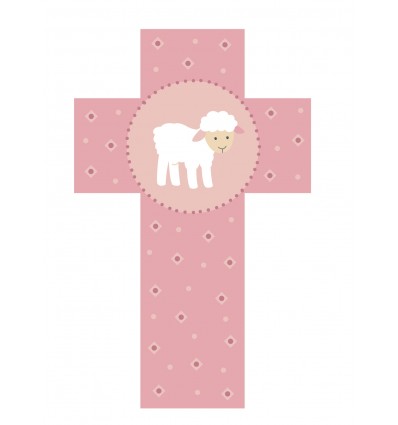 Cadeau de baptême. Croix motif agneau