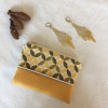 Mini pochette Philothée en suédine et jacquard jaune