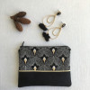 Mini pochette jacquard palmettes noir et or