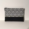 pochette paon noir blanc et or
