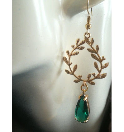 Boucles d'oreilles Eléonore verte foncée
