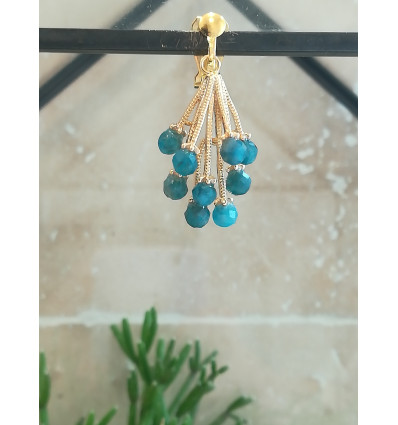 Boucles d'oreilles Clarence perles naturelles vertes - dorée à l'or fin