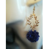 Boucles d'oreilles Eléonore fleur bleue - dorée à l'or fin