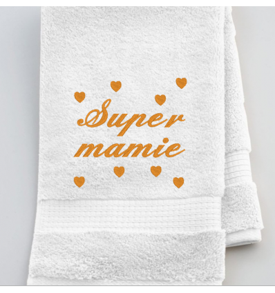 Drap de bain  brodé Super mamie