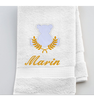 Drap de bain  luxe ourson avec couronne