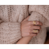 Bague Ariane Agate verte, Quartz rose, Cornaline
