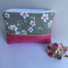 Pochette rose et taupe motifs fleurs de cerisiers