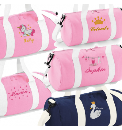 Sac polochon brodé pour fillette imperméable