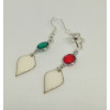 Boucles d'oreilles Mathilde argenté (rouge ou vert)
