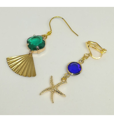 Boucles d'oreilles Océanie (vert ou bleu)