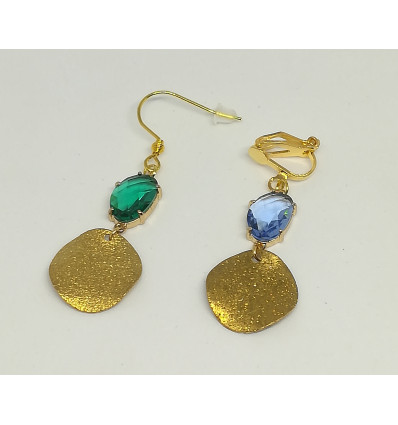 Boucles d'oreilles Laure doré (soit bleu soit vert)
