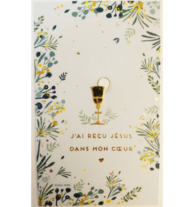 Lot de 10 images de Première Communion avec dorure : "J'ai reçu Jésus dans mon coeur"