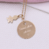 FAMILLE - Collier Chaîne Plaqué Or - médaille et silhouette