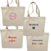 Cabas beige brodé pour maman