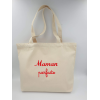 Cabas beige brodé pour maman
