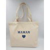 Cabas beige brodé pour maman
