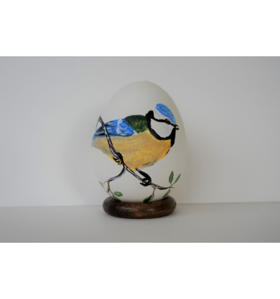 Oeuf de poule peint à la main mésange bleue