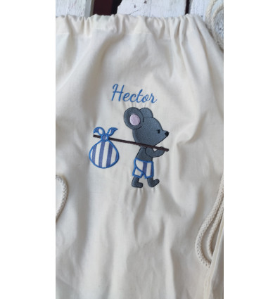 Sac enfant brodé et personnalisé garçon souris