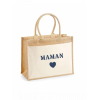 Sac en toile de jute brodé Maman