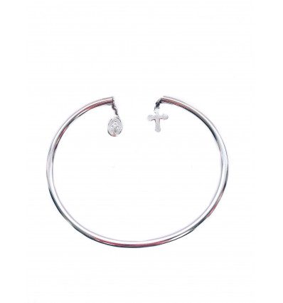 Jonc creux petite croix et médaille miraculeuse