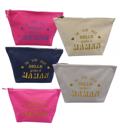 Grande trousse brodée - Maman - en stock