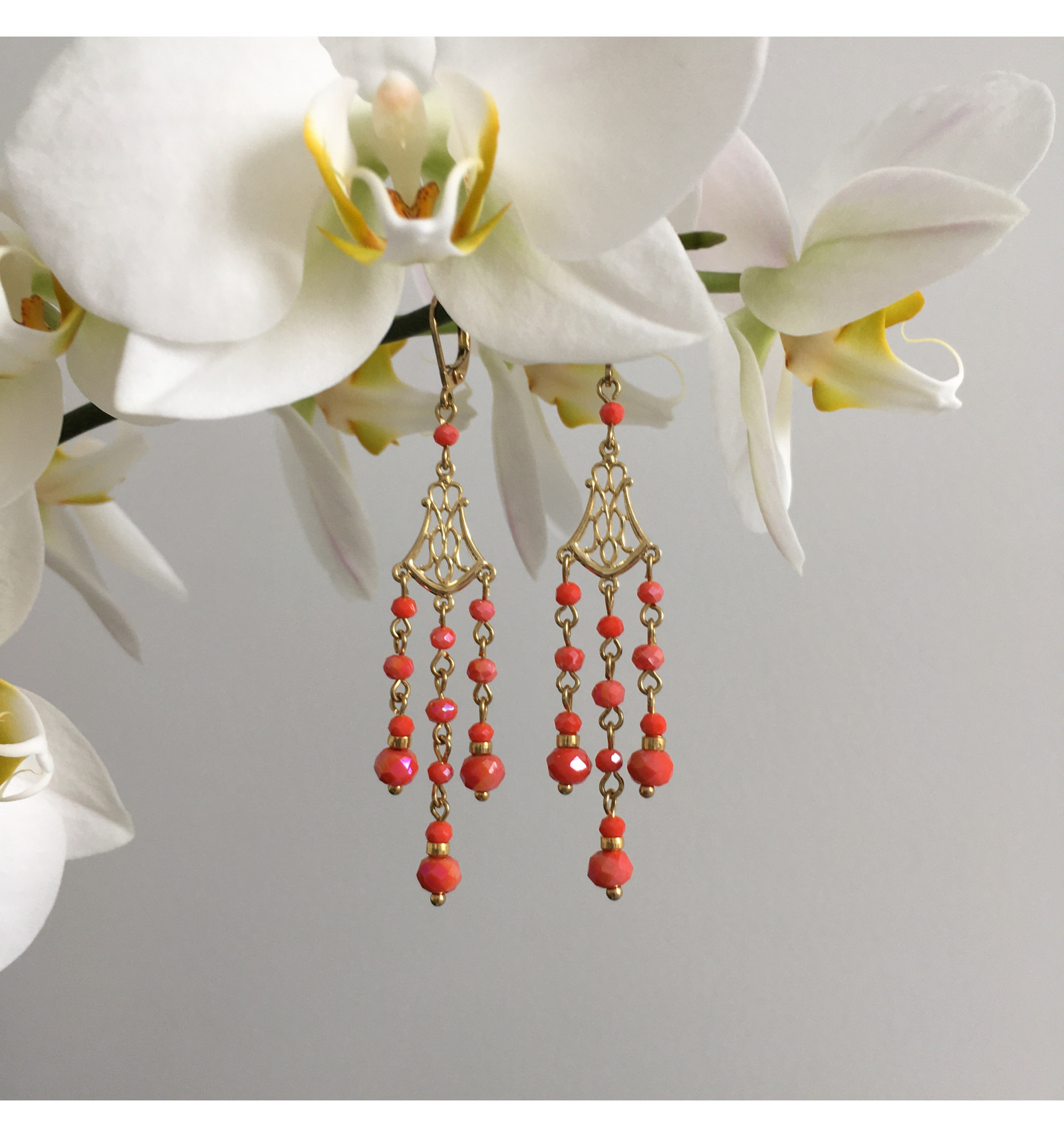 Boucles D'oreilles Dorées Avec Perles Roses - Puces 2,4 Cm Neuf Avec étiquettes