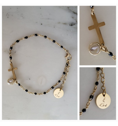 Bracelet - Croix pointillés noirs