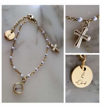 Bracelet - Croix et mini coquillage