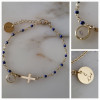 Bracelet - Croix pointillés bleu pétrole