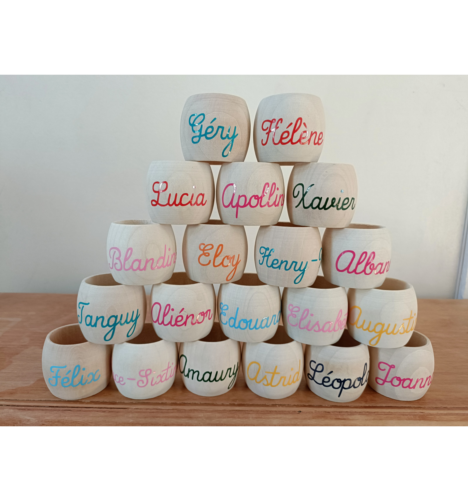 4 Ronds De Serviette En Bois Personnalisables - Mariage Noël Baptême Communion | Décoration De Table Gravée Prénom