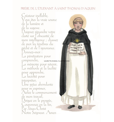 CARTE PRIERE SAINT THOMAS D'AQUIN