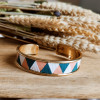 Jonc motif triangle vieux rose, bleu canard et blanc 