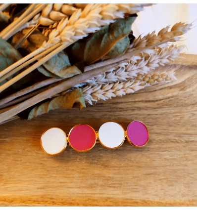 Barrette rose fushia et blanc