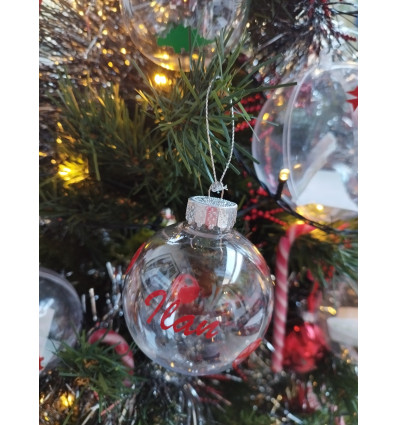 Boule de Noël transparente incassable personnalisée