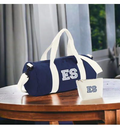 Ensemble Sac polochon et trousse brodés
