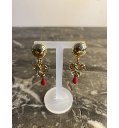 Boucles d'oreilles corail rouge