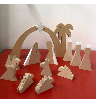 crèche de Noël en bois avec arche