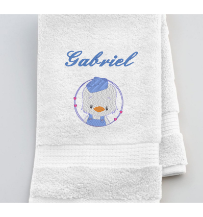 Drap de bain canard et prénom