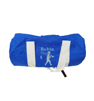 Grand sac polochon brodé pêcheur