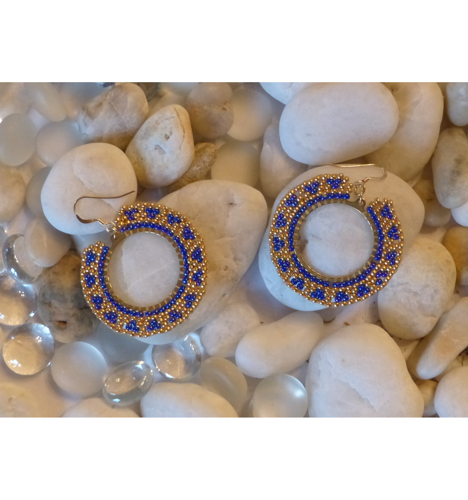Boucles D'oreilles Dormeuses Perles Coquillage Jaune - Plaqué Or - Neuf Avec étiquettes