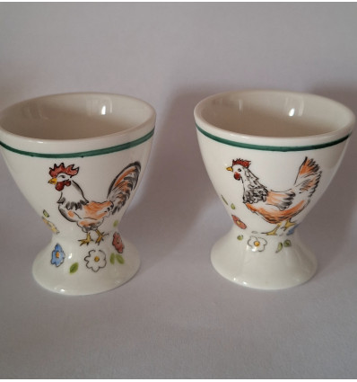 Lot de 2 coquetiers poule et coq