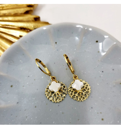 Boucles D'oreilles Clips Vintage Motif Rosace Or Poli - Modèle *4698 - Occasion