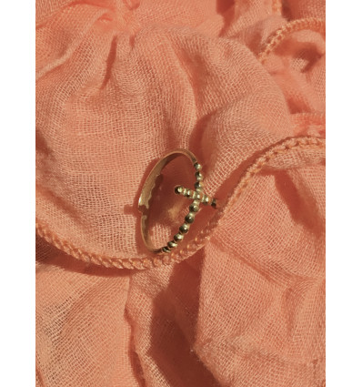 Bague ajustable dorée croix