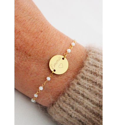 Bracelet personnalisé perles blanches