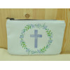 Pochette croix aquarelle éco-responsable maroquinerie rangement trousse artisanale éditions la Girouette