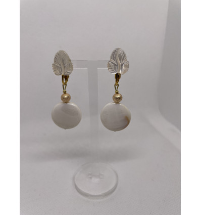 Boucles D'oreilles Clips En Lucite Violette Nacrée - Modèle JEB500 - Occasion Bon état