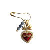 broche Coeur-Sacré rouge et lapis-lazulis
